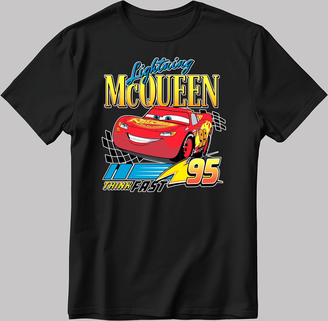 Disney Pixar Lightning McQueen Short Sleeve White-Black Men / Women s DE15 M