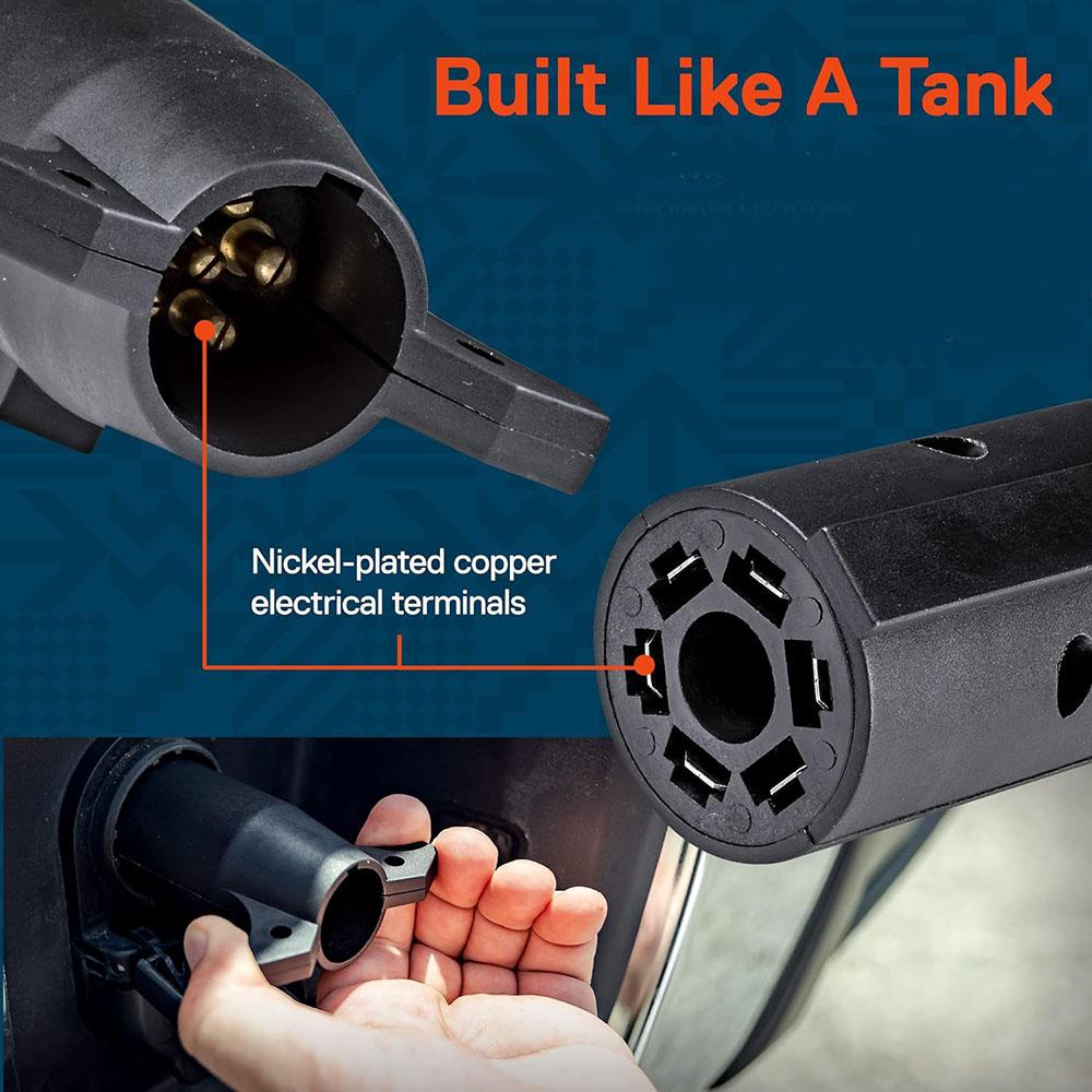 7-Way Blade To 6-Way Round Trailer Adapter Wiring Plug For RV Tow Truck Lights