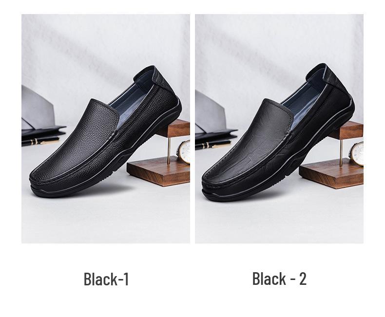 Men's Large Size Leather Slip-On Casual Shoes - Versatile & Fashionable for Business/Formal Wear