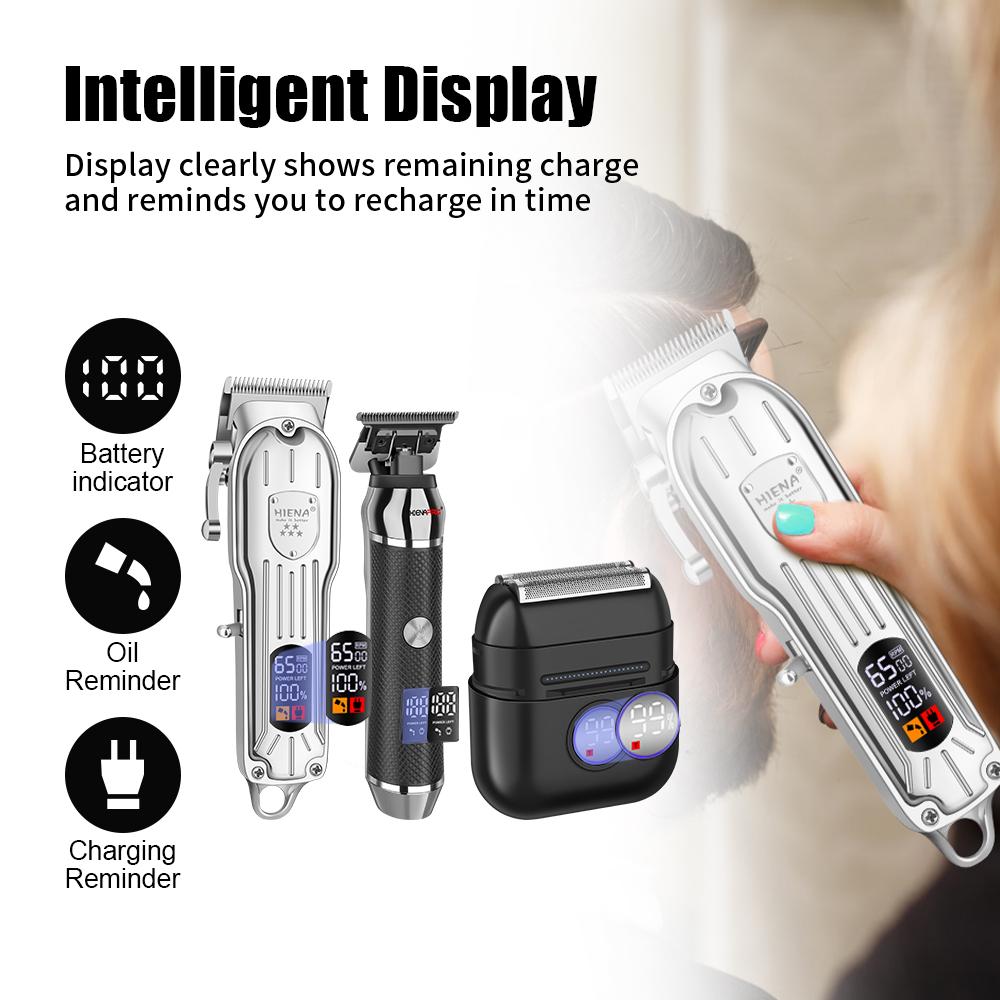 3PCS Professional Hair Clipper Set for Men Cordless Barber Clippers Set and Trimmer Kit USB Rechargeable Electric Beard Tool Kit