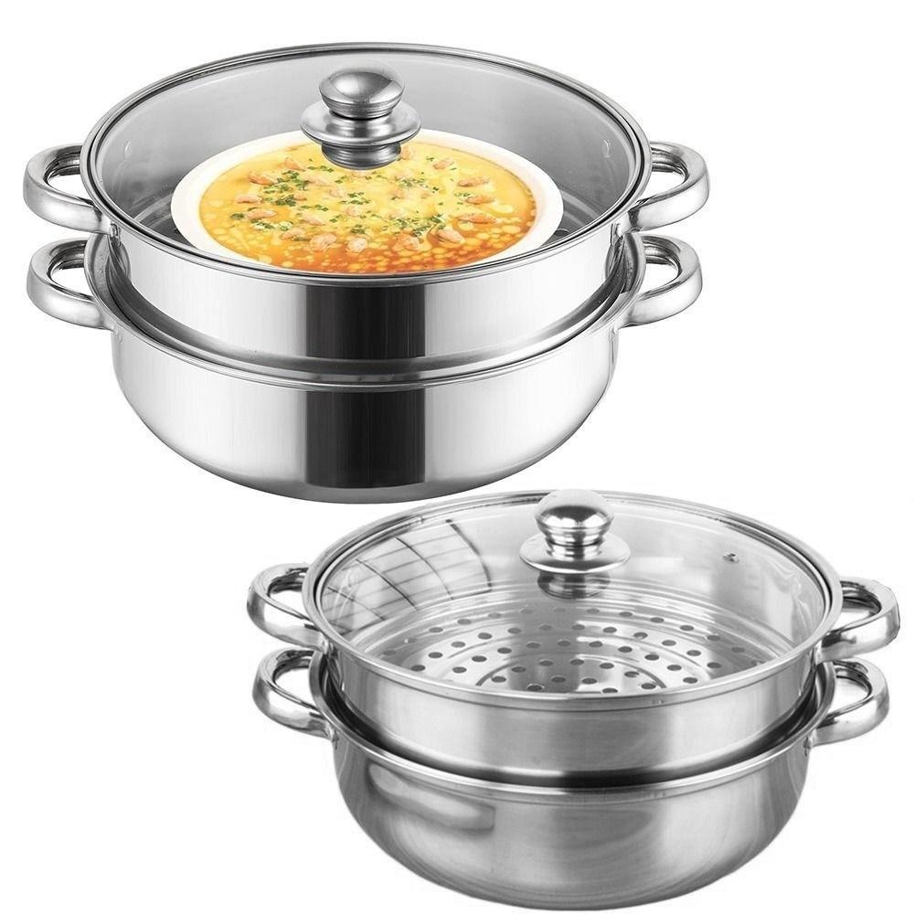 Tempered Glass Lid Steaming Cookware Fish/Soup/Hot Pot Double Boilers  Household