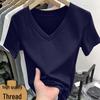 2026 Rippstrick-Kurzarm-Schlankmacher-T-Shirt für Damen in Übergröße