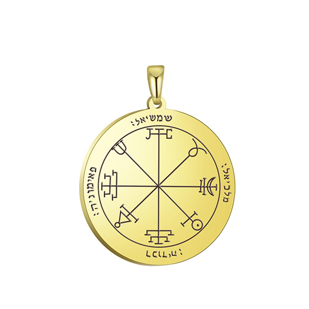 Dawapara Salomon Anhänger Pentagramm der Sonne Amulett Anhänger für Halsketten Edelstahl Schmuck Talisman Zubehör