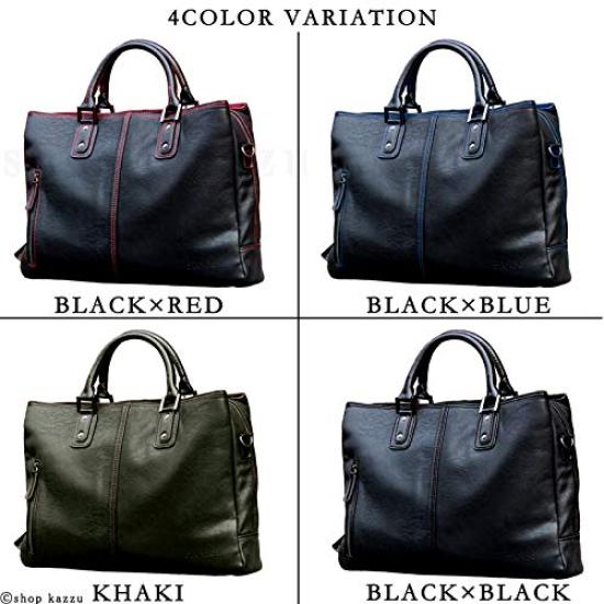 DIABLO Business Bag 2WAY Large Capacity Cowhide Shoulder Bag x [Diablo] Men's [KA-2100] (Black Red)