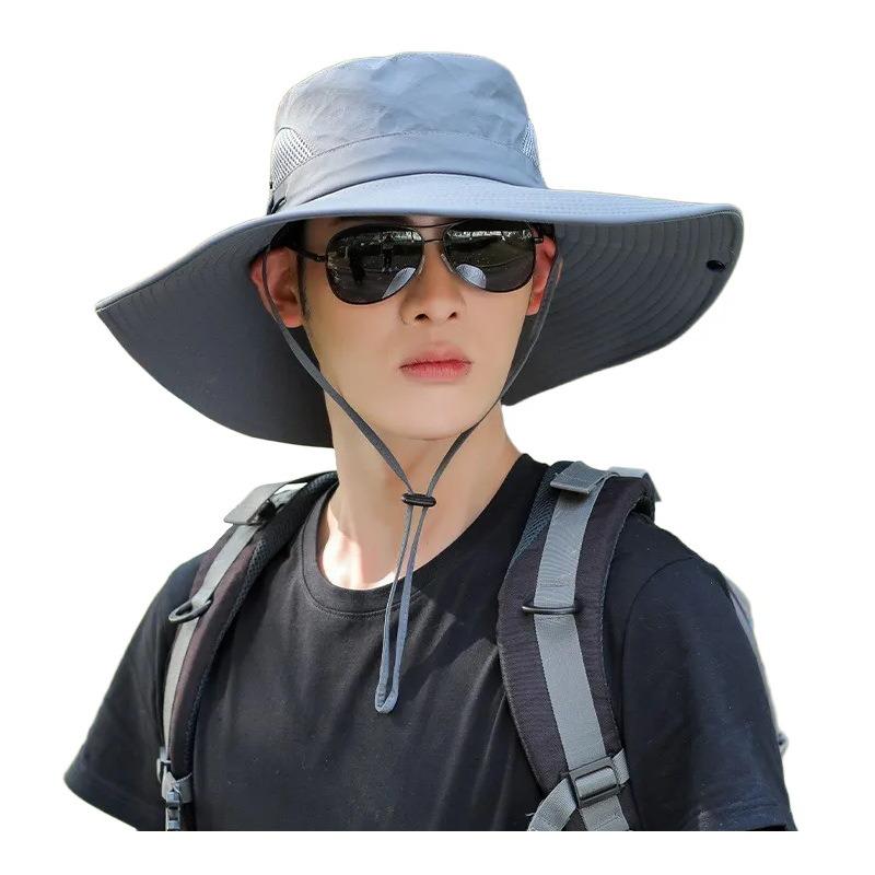 Outdoor fishing sun hat men mountaineering shade shawl bucket hat summer sun hat mask big brim men
