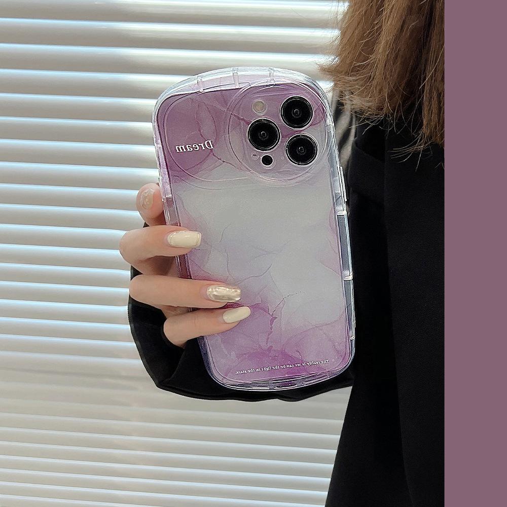 Sen fioletowy Ins Art Cartoon Gradient tylna pokrywa dla Iphone 13 Promax 11 12 14 Pro Max Plus miękki silikonowy, odporny na wstrząsy futerał na telefon