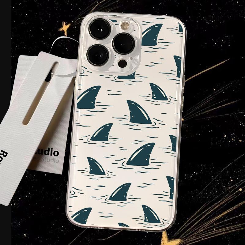 Sharks Cute sea blue pattern design Phone Case Transparent Phone Case For iPhone 16 15 14 13 12 11 Pro Max XR Plus