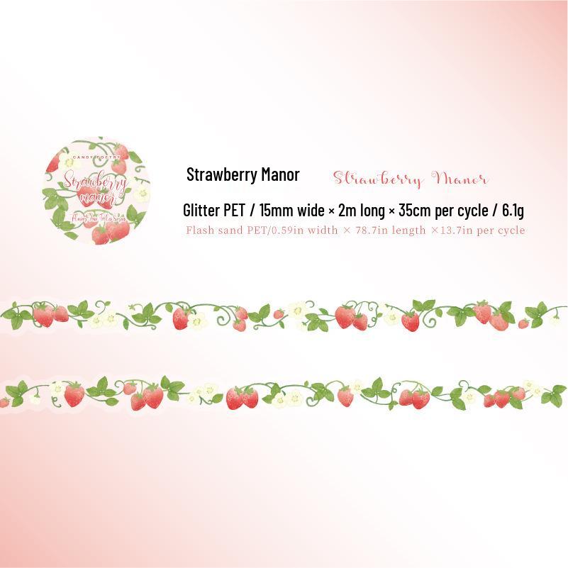 Sugar Poetry Glitter Sand PET Tape: Floral Plant Theme with Irregular Shapes - 6 Styles