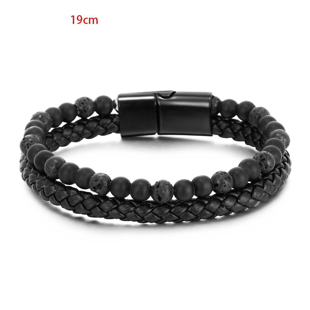 Volcano Tiger Eye Beaded Natural Stone Bracelet For Men And Women Cowhide Rope Bracelet Hand Jewelry