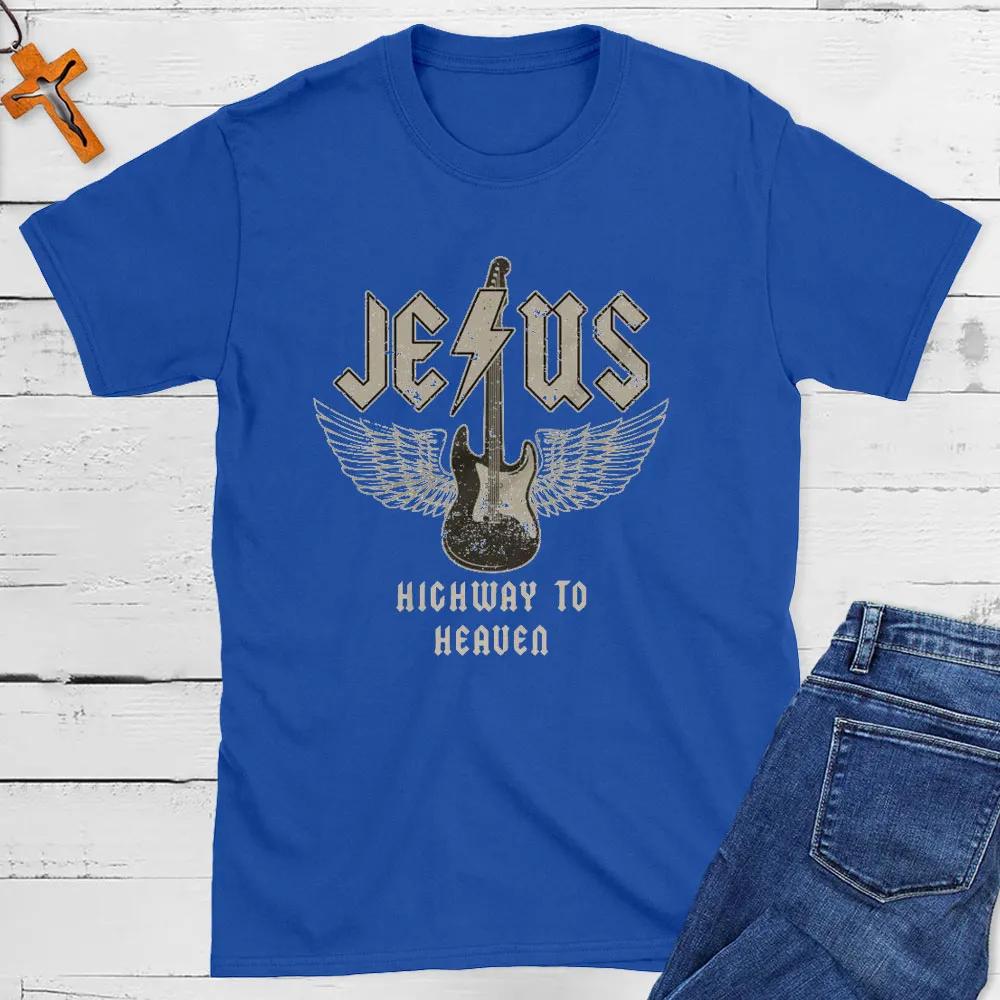 Jesus Highway To Heaven T-Shirt Herren und Damen Kurzarm Baumwolle T-Shirts Retro HipHop Tops Sommerbluse Herren Kleidung