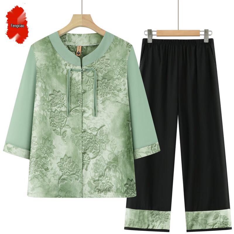 Women s Chinese Style Floral Two-Piece Set 3XL