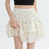 Women's Pleated A-line Skirt White Ruffles Elastic Waist Slim Thin Casual Cute Sweet Cake Skirts Summer Clothing Y2k