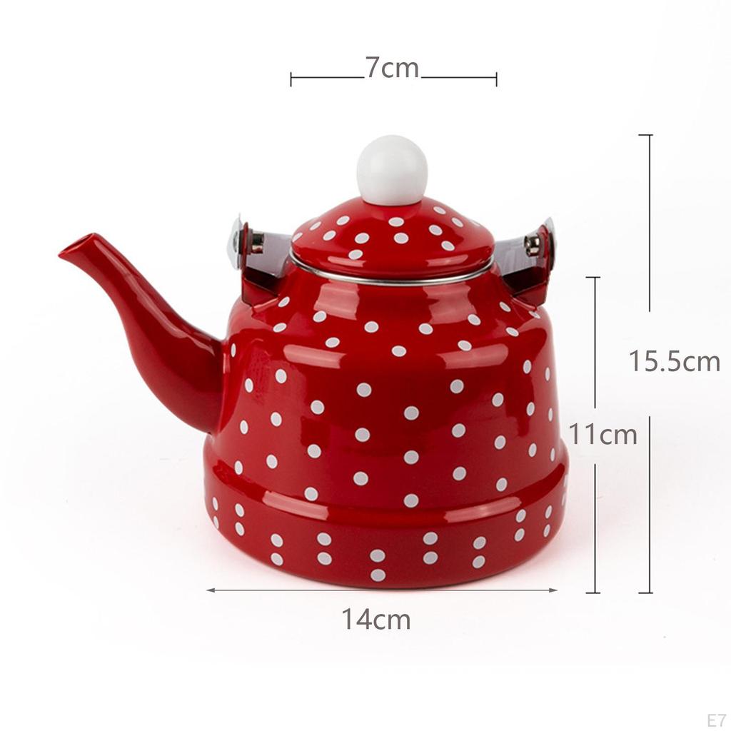 Elegant Enamel Teapot for Electric Stovetop 1100ml Water Kettle Halogen Range