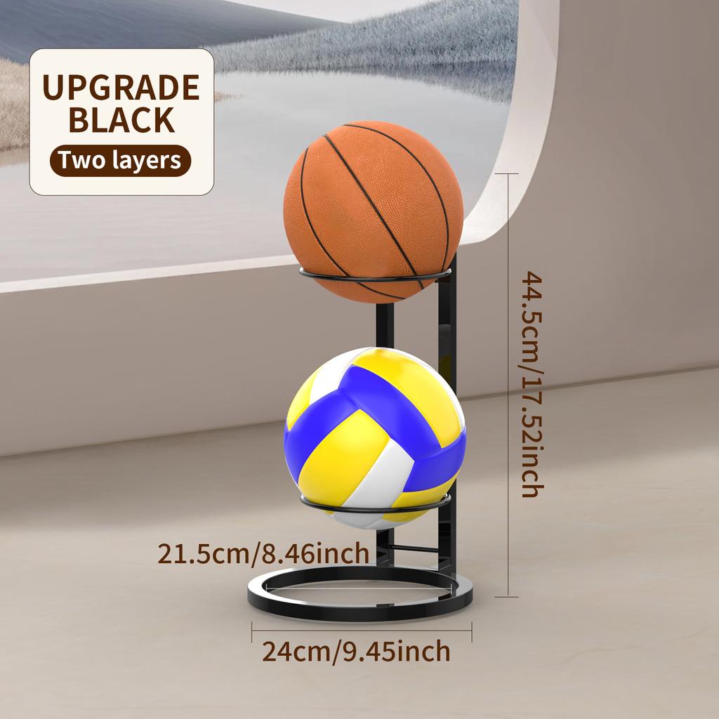 Foldable Metal Ball Storage Rack with Hooks for Basketball, Football and Sports Equipment