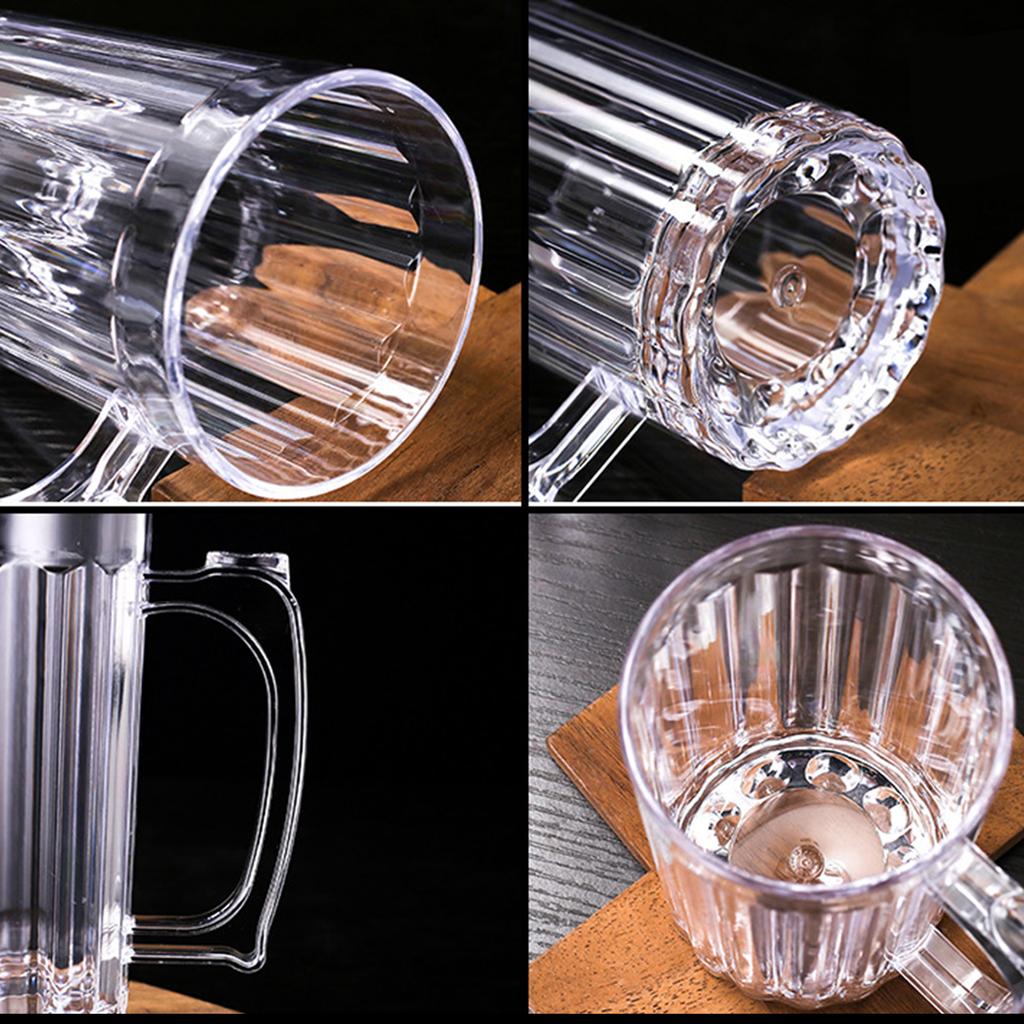 Transparent Acrylic Beer Mug Shatterproof Unbreakable Beverage Cup Reusable Drinkware Barware for Restaurant Party Home