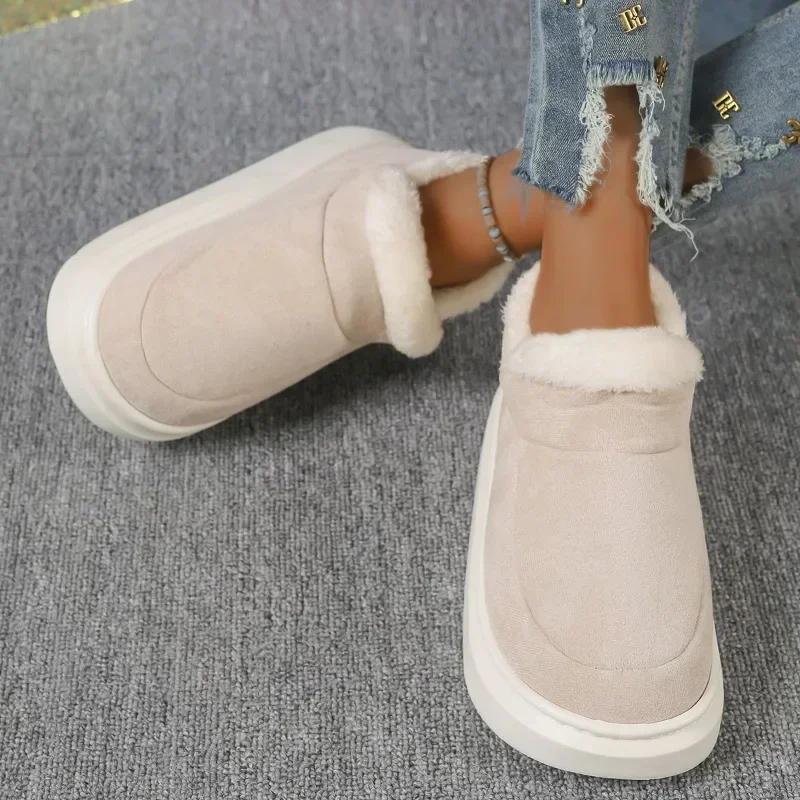 Fashion 2024 Hot Sale Women's Shoes Slip-on Women's Boots Fashion Round Toe Daily Boots Women New Plus Size Short Plush Snow Boots