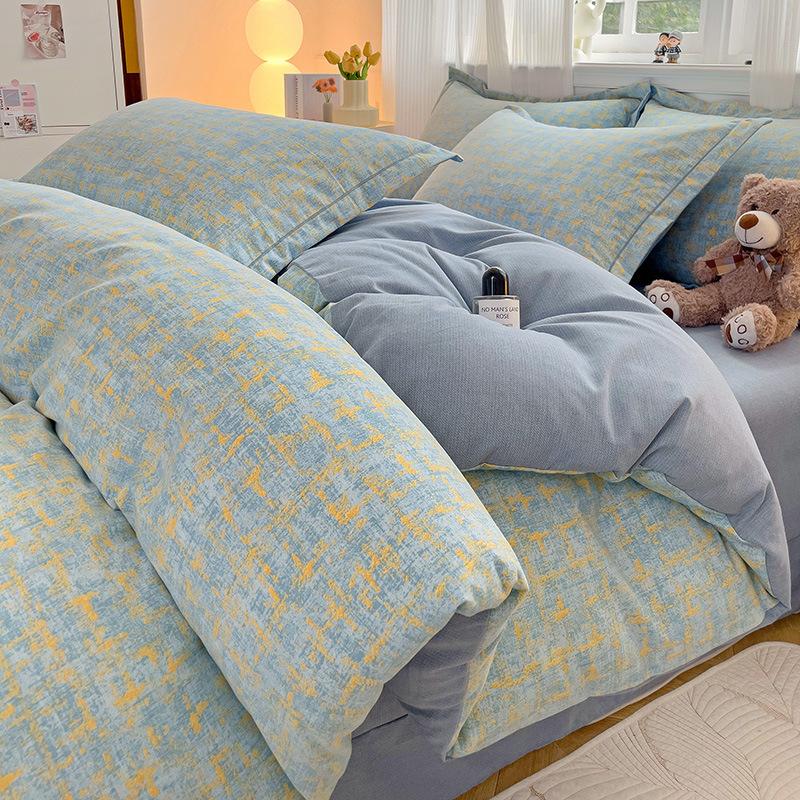 Category A 100% Cotton Brushed Four-Piece Bedding Set, Duvet Cover, Pure Cotton, Spring and Autumn Thickened Bedding