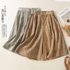 2025 Summer New High-waisted Thin Cotton and Linen Shorts Women's Thin Retro Versatile Loose Tie-dye Wide-leg Five-point Pants