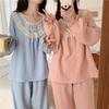 Spring New Retro Court Style Pure Sweet Cute Lace Edge Loungewear Pajama Set