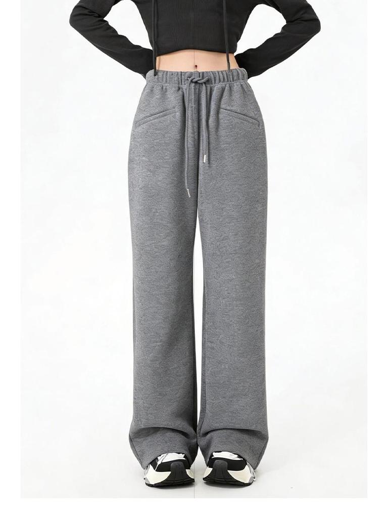 2026 Spring High-Waisted Slimming Loose Straight-Leg Women's Pants with Drawstring Elastic Waist