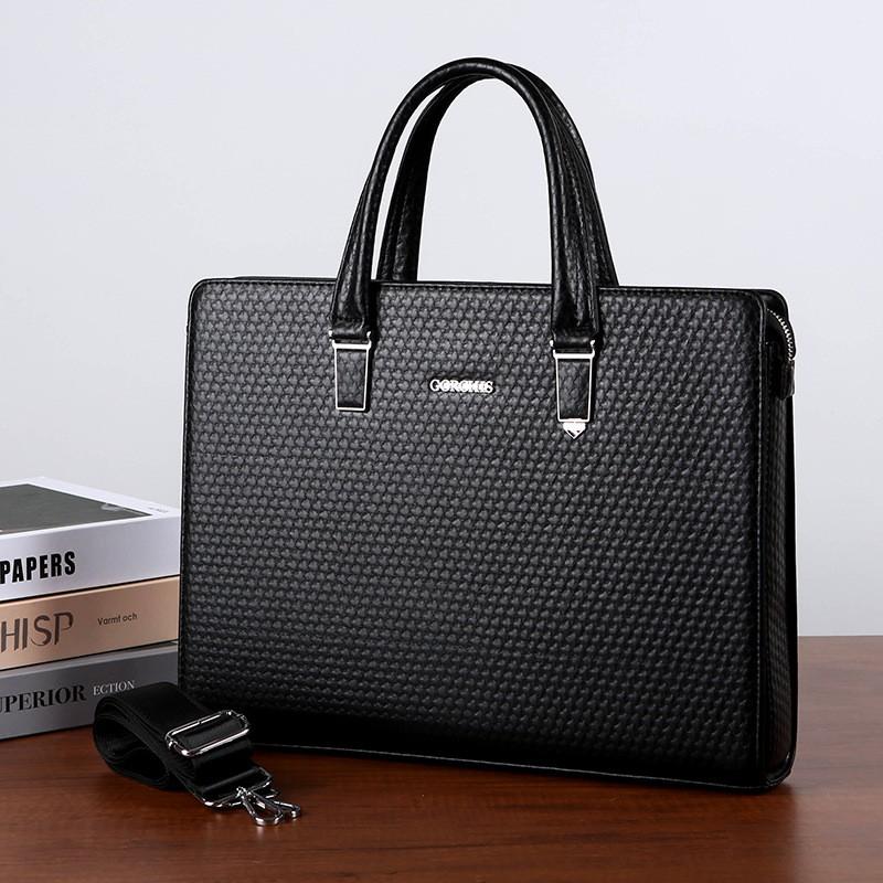 Large Capacity Business Briefcase Men With Password Lock 14-inch Laptop Compatible PU Leather Messenger Bag Commute