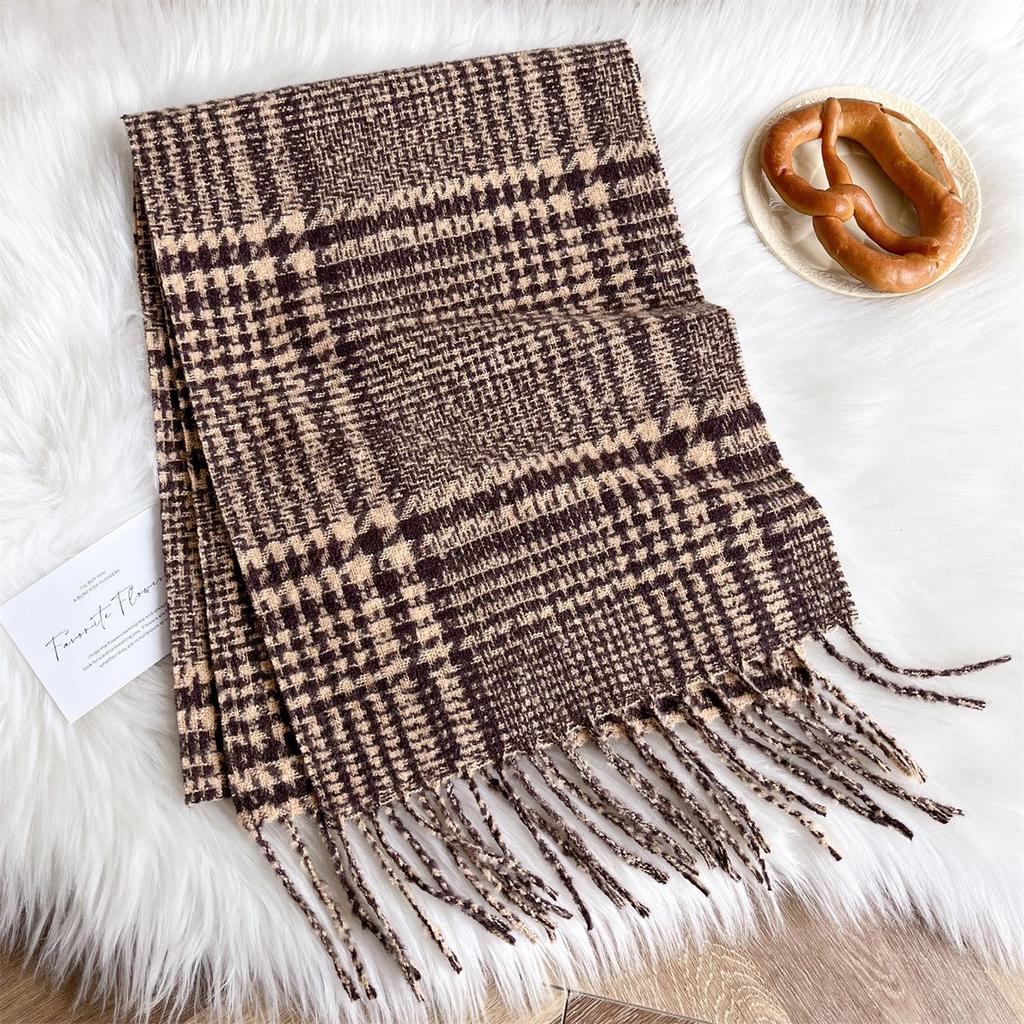 British Christmas Color, Scarf Women'S Winter Plaid Model, Imitation With Cashmere To Keep Students Warm In Autumn And Winter