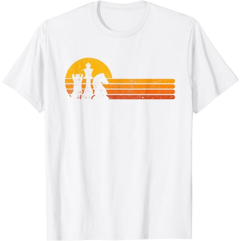 WiThwe Vintage Chess Player Retro Sunset Design Chess Pieces T-Shirt