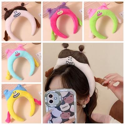 Long Hair Plush Headband Cartoon Funny Hairband Funny Ugly Doll Hair Hoop  Wash Face