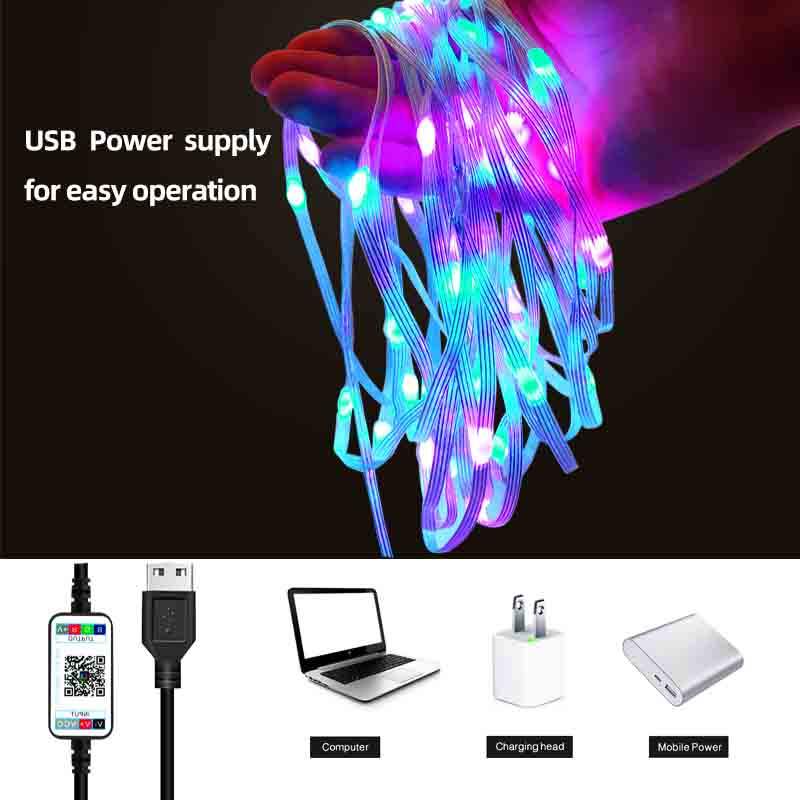 App Remote Control Led Christmas Tree Lamp Decoration Usb Plu Ip65waterproof Outdoor Indoor Rgb Dreamcolor Holiday Fairy Light