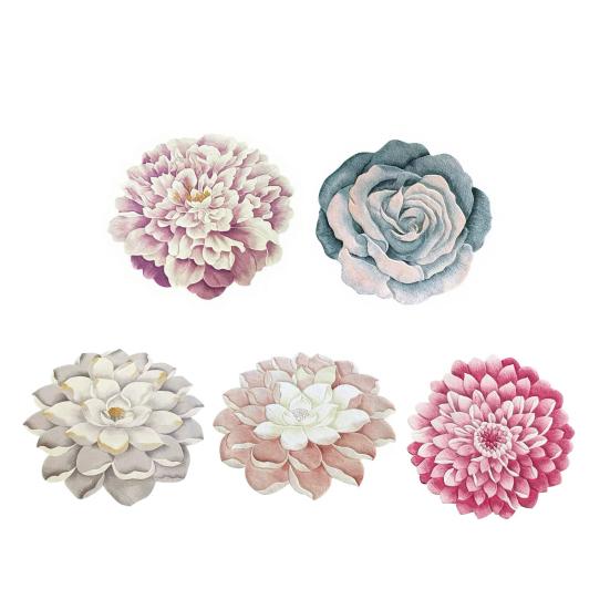 Flower Shape Floor Mat Floral Living Room Rug Non Slip Bath Mat Dahlia Rose Peony Lotus Rug for Bathroom Bedroom Dorm Nursery Kitchen