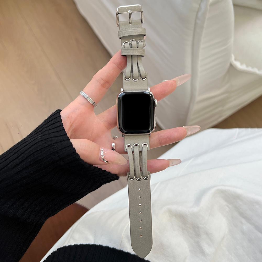 Für Apple Watch 10 46 mm/Ultra 2/Ultra 49 mm/9 8 7 45 mm/SE (2023) SE (2022) SE 6 5 4 44mm/3 2 1 42mm Echtes Rindsleder Armband