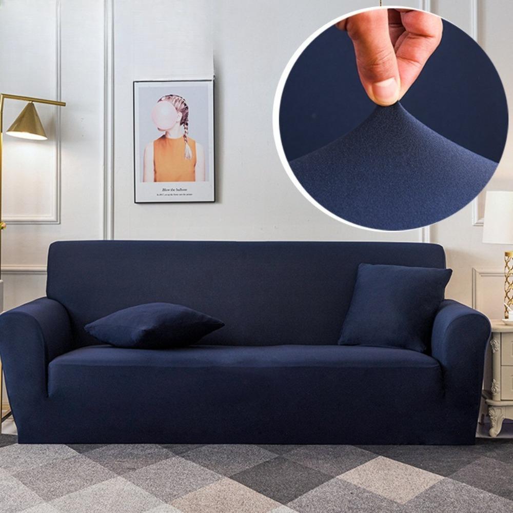 Elastic Milk Silk Sofa Cover Full Protection Solid Color Stretchable Couch Slipcover