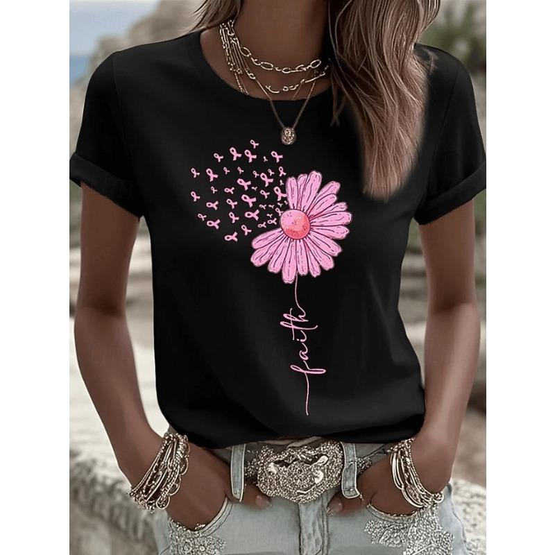 Damen T-Shirt Druck Floral Grafik Vintage Stilvoll Klassisch Kurzarm Rundhals Rundhals Reguläre Oberteile