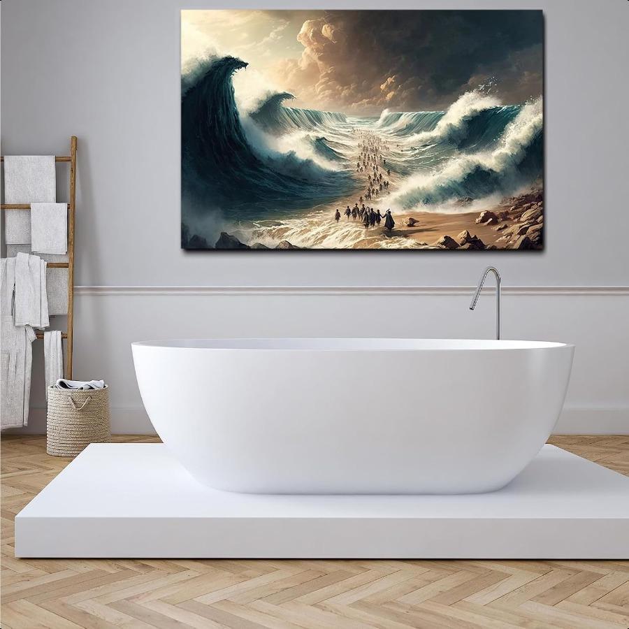 Moses Parted the Red Sea Figures Jesus Bible Art Modern Bible Poster Jesus Print Art Bible Home Decor Wall Art Boho Bible Jesus