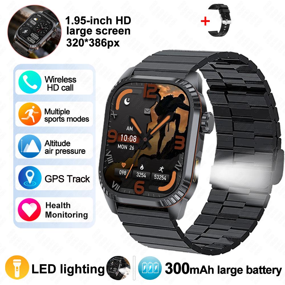 2026 New GPS Tracking Smart Watch 1.96inch HD Screen LED Flashlight Multiple Sport Modes Waterproof Bluetooth Call Smart Watch