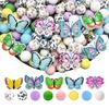 25/75PCS Colorful Butterfly Series Silicone Bead Set, Perfect for DIY Handmade Crafts Such As Keychains, Necklaces, Bracelets, E