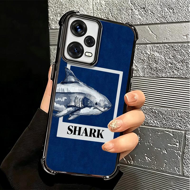 Doodle Style Shark Collage Soft Phone Case For Xiaomi Redmi Note 14 15 Pro Plus 13 12 11S 11T 5G 10 9S 9 Plating Anti-Fall Funda