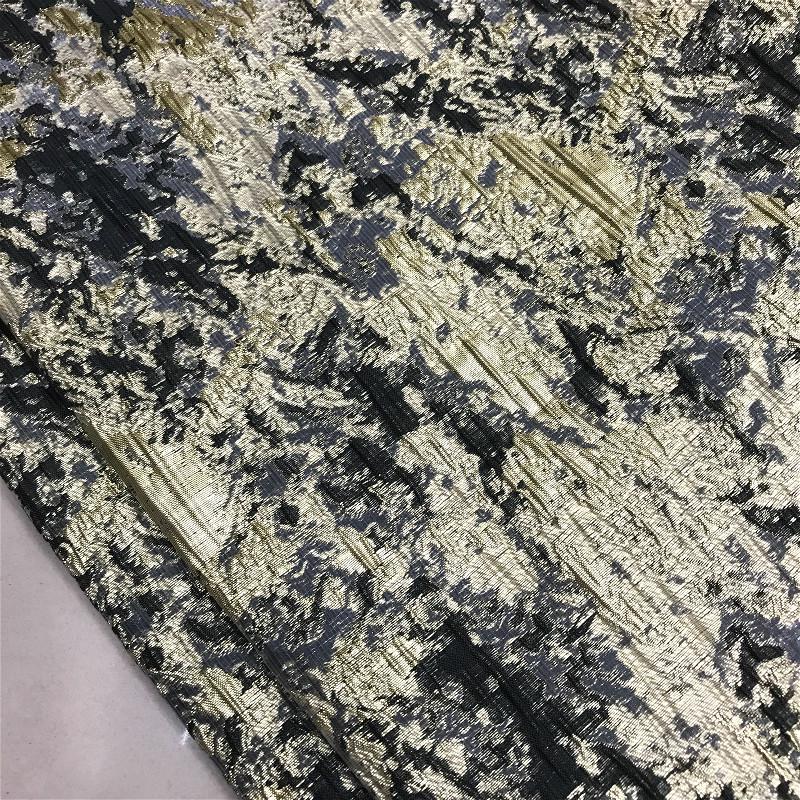 High-End Gold Silk Jacquard Dress: European and American Style