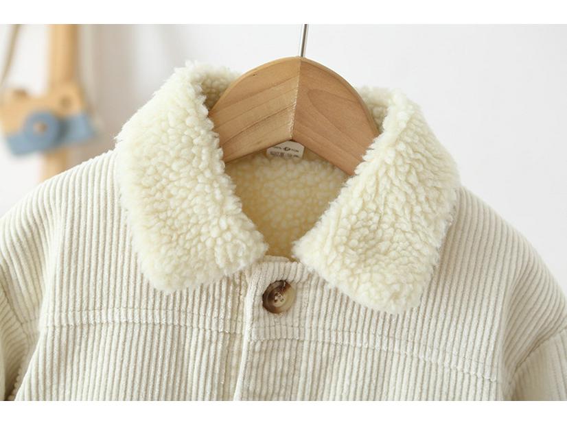 Korean Style 2025 Kids' Fleece-Lined Corduroy Jacket – Trendy & Warm Winter Top for Boys and Girls