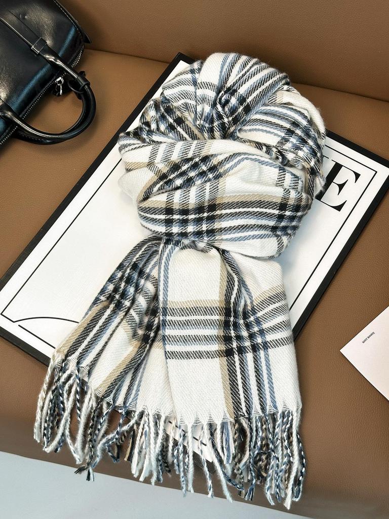 Women's Korean Style Plaid Scarf 2025 - High-End, Versatile Shawl & Neck Warmer for Winter