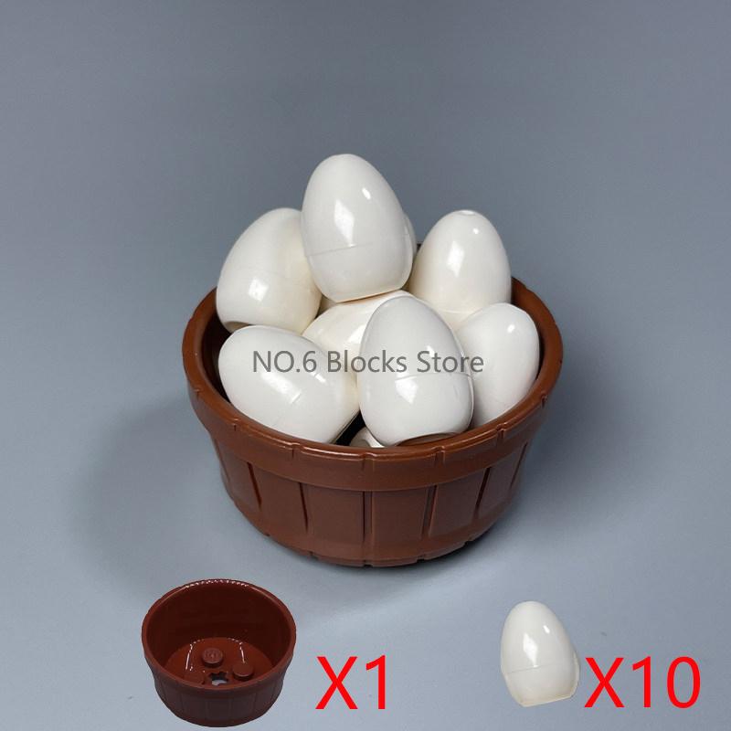 MOC City Scene Building Blocks Food Accessories Vegetable Fruit Shopping Cart Wine Bottle Toy