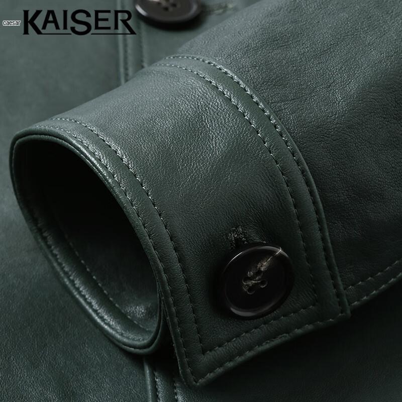 KAISER Men's Genuine Sheepskin Lapel Motorcycle Leather Jacket