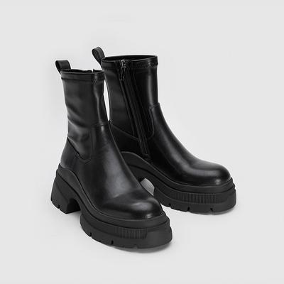 Fashion 2025 NEW Basic Women Ankle Boots Casual Concise Leather Round Toe Thick Heels Working Shoes Autumn Winter Botines De Mujer Boots
