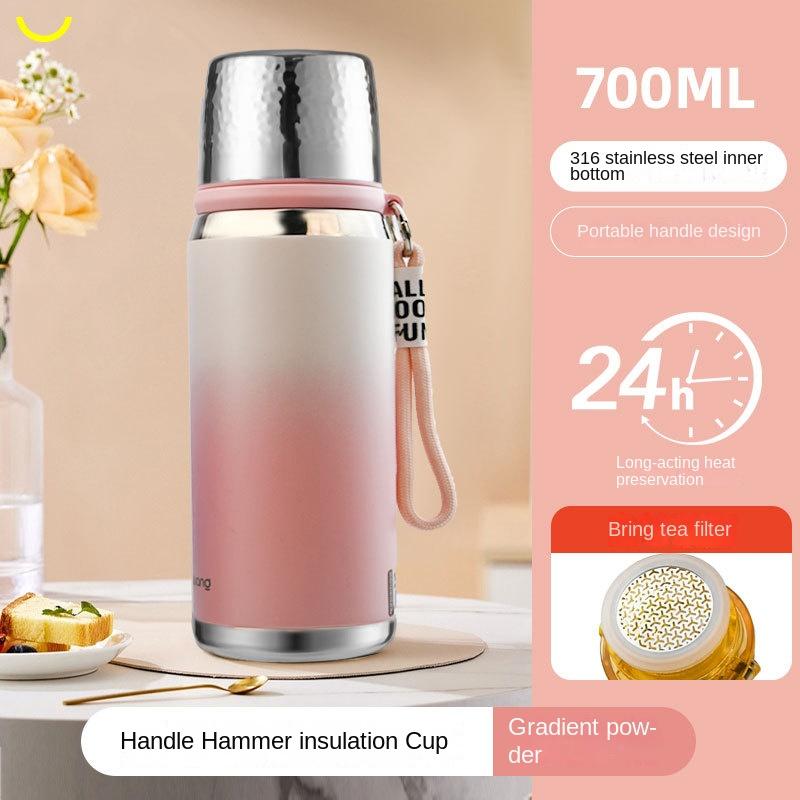 316 Tea Thermos Cup Female Good-looking Gradient Lightweight Handle Students Go out to School Roomy Travel Kettle