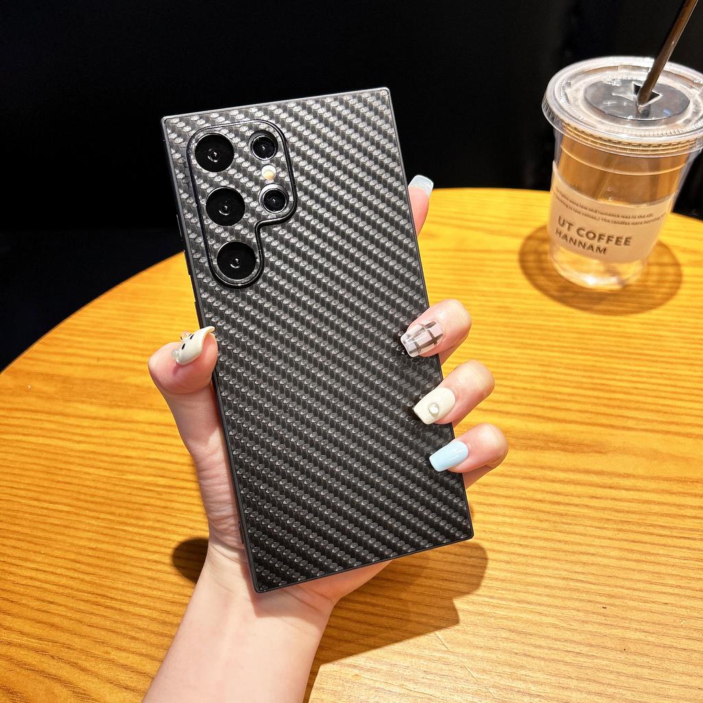 Carbon Fiber Texture Phone Cover For iPhone 15 14 Pro Max 13 12 Pro 11 Samsung S24 S23 Ultra S22 Glossy Shockproof Soft TPU Case
