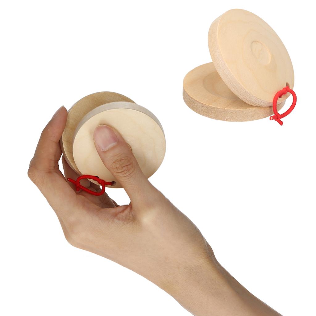 Pair of Castanets Wooden Castanet Finger Clappers Musical Instrument
