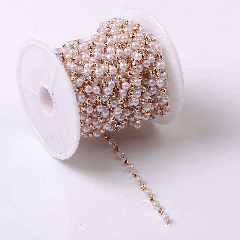 1Meter Beaded Chain Imitation Pearl Chain Copper Necklace Chain Handmade Accessories for Jewelry Making Components Crafts DIY