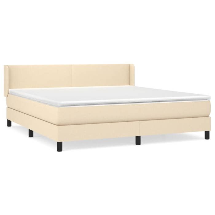 3129574 vidaXL Lit à sommier tapissier avec matelas Crème 180x200 cm Tissu