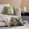cute Pastoral rabbit Cushion Cover Throw Pillow Cover Hidden Button Durable Polyester Chair Cushion