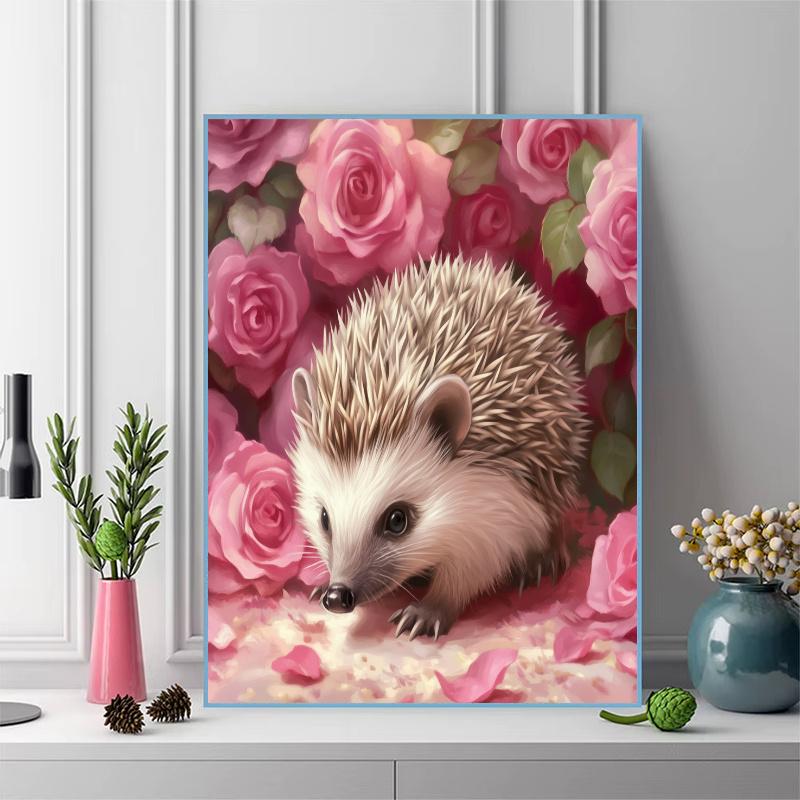 Roses and hedgehog Pattern 3pcs 100% Round Full Drill 5D DIY Diamond Painting Embroidery Cross Stitch Rhinestone Décor